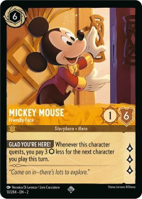 Mickey Mouse - Friendly Face - Rise of the Floodborn (2) #13/204 - Super Rare Disney Lorcana Trading Card