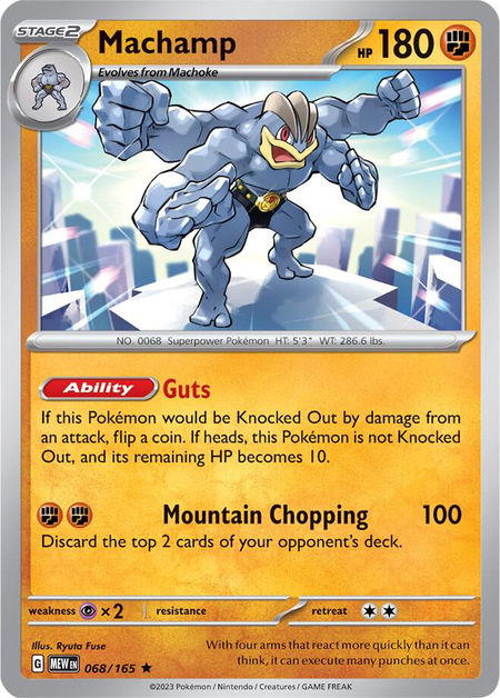 Machamp trading card from SV: Scarlet & Violet 151 Machamp - SV: Scarlet & Violet 151 Pokémon trading card