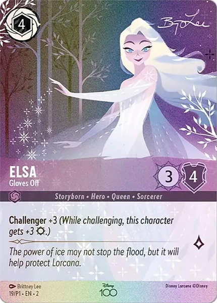 Elsa - Gloves Off (Alternate Art) - Disney100 Promos Disney Lorcana trading card