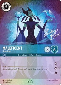 Maleficent - Uninvited (Alternate Art) - Disney100 Promos (D100) #22 - Promo Disney Lorcana Trading Card
