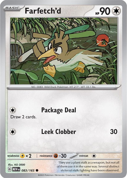 Farfetch'd trading card from SV: Scarlet & Violet 151 Farfetch'd - SV: Scarlet & Violet 151 Pokémon trading card