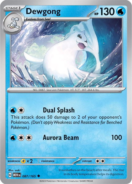 Dewgong trading card from SV: Scarlet & Violet 151 Dewgong - SV: Scarlet & Violet 151 Pokémon trading card