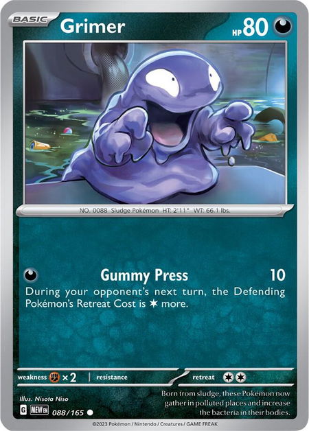 Grimer trading card from SV: Scarlet & Violet 151 Grimer - SV: Scarlet & Violet 151 Pokémon trading card
