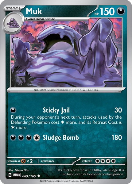 Muk trading card from SV: Scarlet & Violet 151 Muk - SV: Scarlet & Violet 151 Pokémon trading card