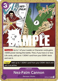 Nez-Palm Cannon - Kingdoms of Intrigue (OP04) #OP04-075 - Uncommon One Piece Trading Card
