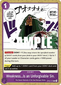 Weakness...Is an Unforgivable Sin. - Kingdoms of Intrigue (OP04) #OP04-076 - Common One Piece Trading Card