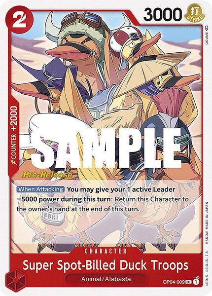 Super Spot-Billed Duck Troops - Kingdoms of Intrigue Pre-Release Cards One Piece trading card