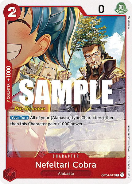 Nefeltari Cobra trading card from Kingdoms of Intrigue Pre-Release Cards Nefeltari Cobra - Kingdoms of Intrigue Pre-Release Cards One Piece trading card