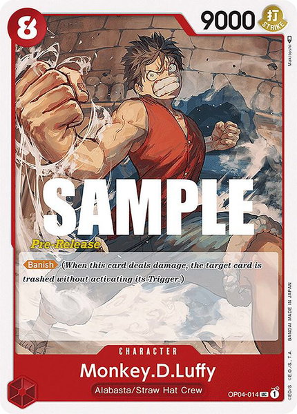 Monkey.D.Luffy trading card from Kingdoms of Intrigue Pre-Release Cards Monkey.D.Luffy - Kingdoms of Intrigue Pre-Release Cards One Piece trading card