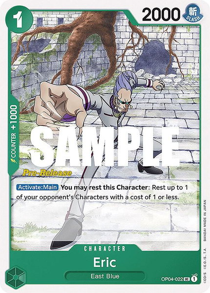 Eric trading card from Kingdoms of Intrigue Pre-Release Cards Eric - Kingdoms of Intrigue Pre-Release Cards One Piece trading card