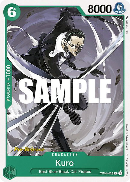 Kuro trading card from Kingdoms of Intrigue Pre-Release Cards Kuro - Kingdoms of Intrigue Pre-Release Cards One Piece trading card
