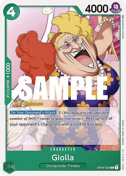 Giolla trading card from Kingdoms of Intrigue Pre-Release Cards Giolla - Kingdoms of Intrigue Pre-Release Cards One Piece trading card