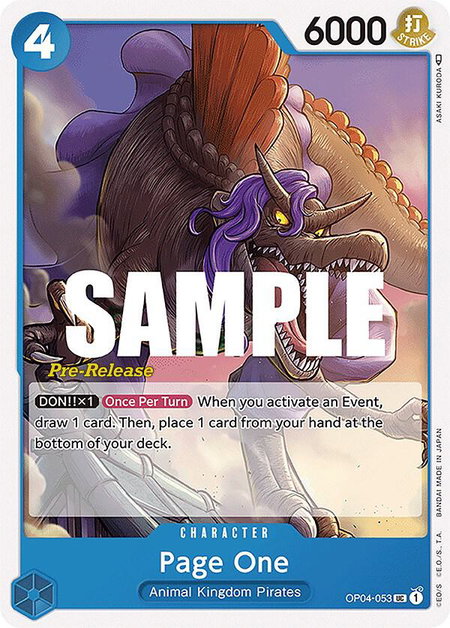 Page One - Kingdoms of Intrigue Pre-Release Cards One Piece trading card