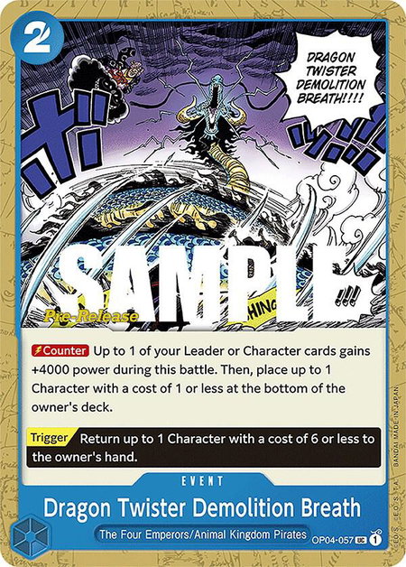 Dragon Twister Demolition Breath - Kingdoms of Intrigue Pre-Release Cards One Piece trading card
