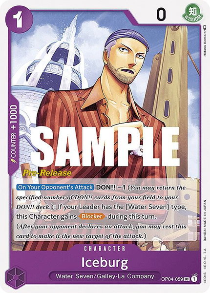 Iceburg trading card from Kingdoms of Intrigue Pre-Release Cards Iceburg - Kingdoms of Intrigue Pre-Release Cards One Piece trading card