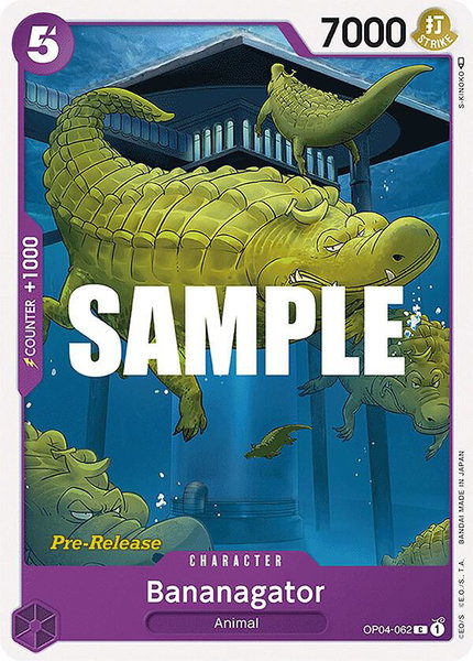 Bananagator trading card from Kingdoms of Intrigue Pre-Release Cards Bananagator - Kingdoms of Intrigue Pre-Release Cards One Piece trading card