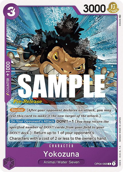 Yokozuna trading card from Kingdoms of Intrigue Pre-Release Cards Yokozuna - Kingdoms of Intrigue Pre-Release Cards One Piece trading card