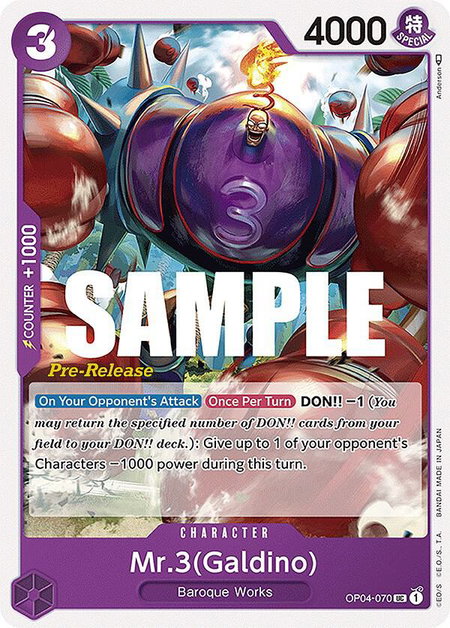 Mr.3 (Galdino) - Kingdoms of Intrigue Pre-Release Cards One Piece trading card