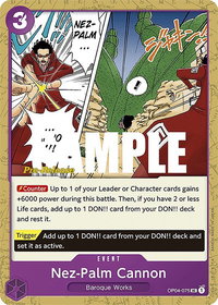 Nez-Palm Cannon - Kingdoms of Intrigue Pre-Release Cards (OP04 PRE) #OP04-075 - Uncommon One Piece Trading Card