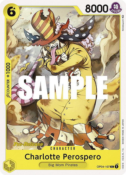 Charlotte Perospero trading card from Kingdoms of Intrigue Pre-Release Cards Charlotte Perospero - Kingdoms of Intrigue Pre-Release Cards One Piece trading card