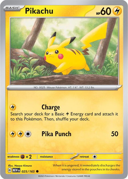 Pikachu - 025/165 - SV: Scarlet & Violet 151 Pokémon trading card