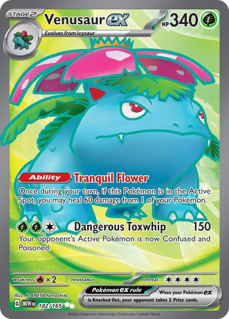 Venusaur ex - 182/165 trading card from SV: Scarlet & Violet 151 Venusaur ex - 182/165 - SV: Scarlet & Violet 151 Pokémon trading card