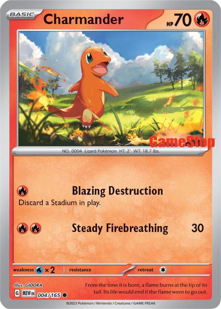 Charmander - 004/165 (GameStop Exclusive) trading card from Miscellaneous Cards & Products Charmander - 004/165 (GameStop Exclusive) - Miscellaneous Cards & Products Pokémon trading card