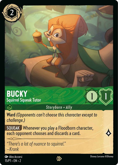 Bucky - Squirrel Squeak Tutor - Disney Lorcana Promo Cards Disney Lorcana trading card