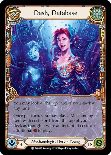 Dash, Database // Teklo Leveler trading card from Bright Lights Dash, Database // Teklo Leveler - Bright Lights Flesh and Blood trading card
