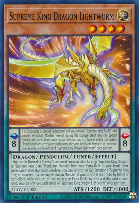 Supreme King Dragon Lightwurm - Age of Overlord YuGiOh trading card