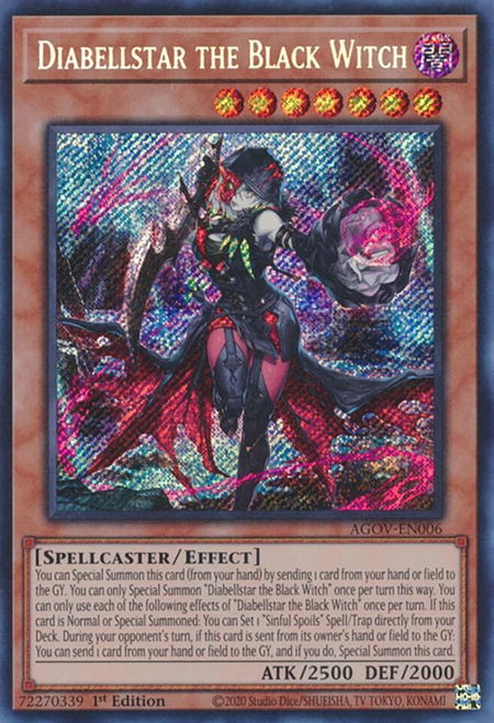 Diabellstar the Black Witch - Age of Overlord YuGiOh trading card
