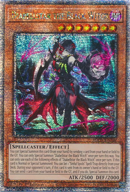Diabellstar the Black Witch (Quarter Century Secret Rare) - Age of Overlord YuGiOh trading card