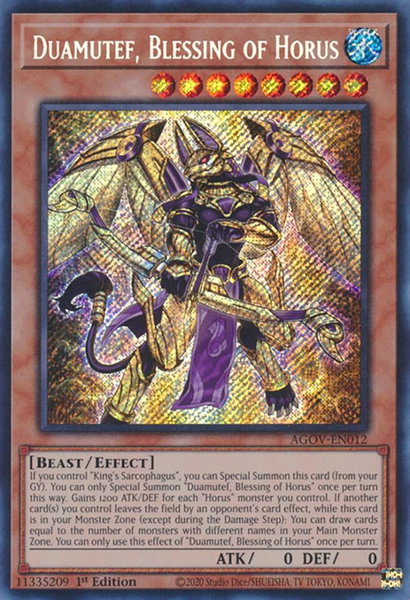 Duamutef, Blessing of Horus - Age of Overlord YuGiOh trading card