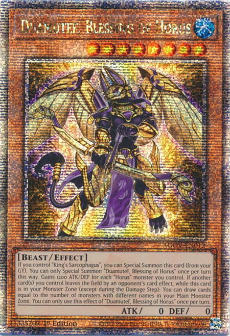 Duamutef, Blessing of Horus (Quarter Century Secret Rare) - Age of Overlord YuGiOh trading card