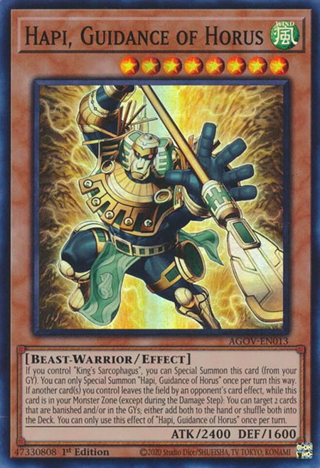 Hapi, Guidance of Horus - Age of Overlord YuGiOh trading card