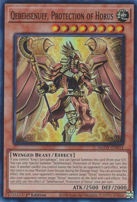 Qebehsenuef, Protection of Horus - Age of Overlord YuGiOh trading card