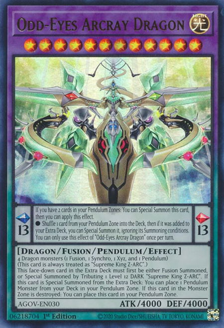 Odd-Eyes Arcray Dragon - Age of Overlord YuGiOh trading card