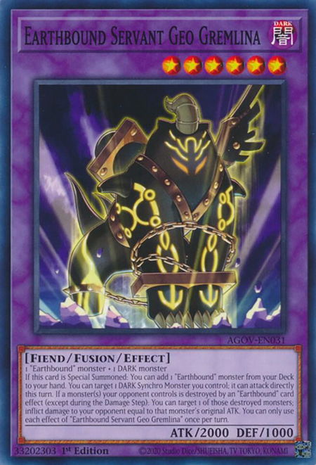 Earthbound Servant Geo Gremlina - Age of Overlord YuGiOh trading card