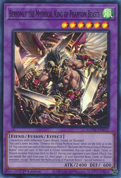Berfomet the Mythical King of Phantom Beasts - Age of Overlord YuGiOh trading card