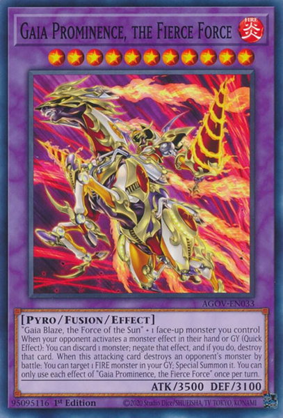 Gaia Prominence, the Fierce Force - Age of Overlord YuGiOh trading card
