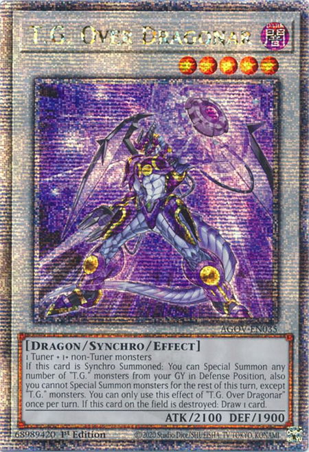 T.G. Over Dragonar (Quarter Century Secret Rare) - Age of Overlord YuGiOh trading card