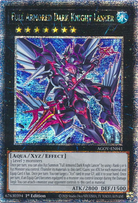 Full Armored Dark Knight Lancer (Quarter Century Secret Rare) - Age of Overlord YuGiOh trading card
