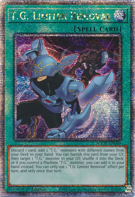 T.G. Limiter Removal (Quarter Century Secret Rare) - Age of Overlord YuGiOh trading card
