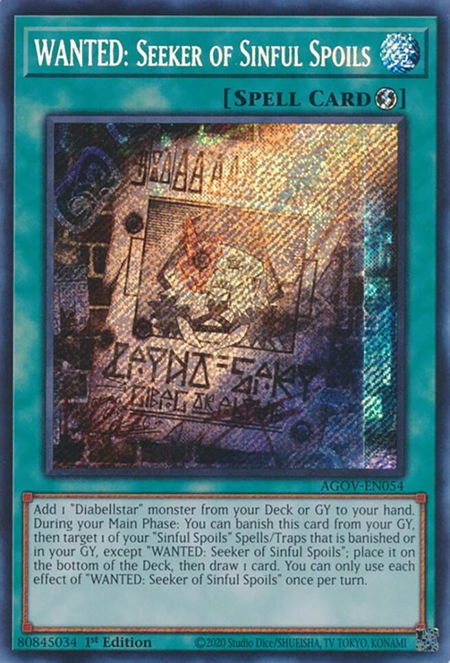 WANTED: Seeker of Sinful Spoils - Age of Overlord YuGiOh trading card