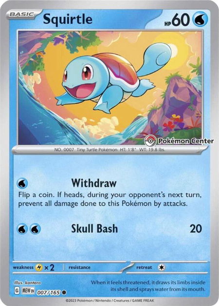 Squirtle - 007/165 (Pokemon Center Exclusive) - Miscellaneous Cards & Products Pokémon trading card