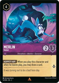 Merlin - Rabbit - Rise of the Floodborn (2) #52/204 - Rare Disney Lorcana Trading Card