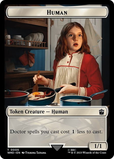 Human (0005) // Treasure (0029) Double-Sided Token - Universes Beyond: Doctor Who Magic: The Gathering trading card