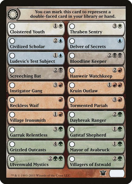 Checklist Card - Innistrad - Innistrad Magic: The Gathering trading card
