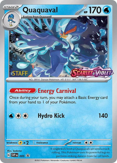 Quaquaval - 005 (Prerelease) [Staff] - SV: Scarlet & Violet Promo Cards Pokémon trading card