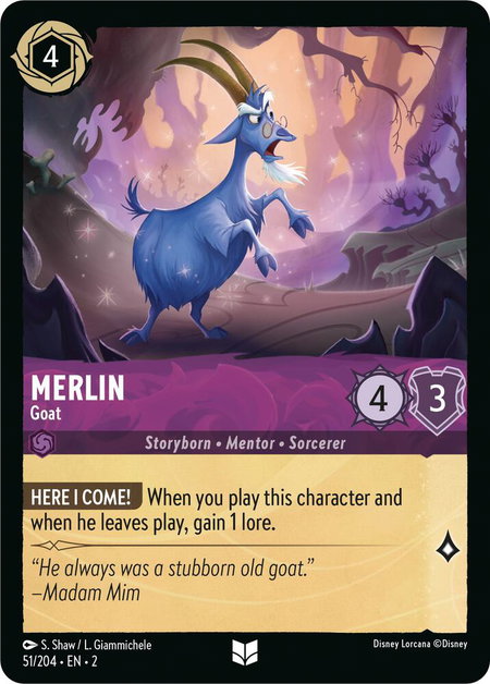 Merlin - Goat - Rise of the Floodborn Disney Lorcana trading card